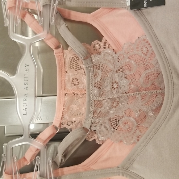 💕LAURA ASHLEY💕 Lace Back Seamless Bralettes 2 Pack ~ Pink & Gray Small S NWT - Picture 6 of 11